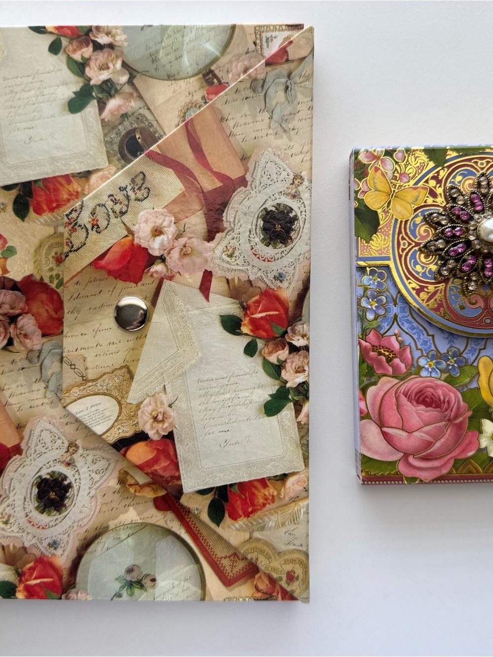 Punch Studio Floral Vintage Collage Notebooks - Pink, Cream, Green, Gold